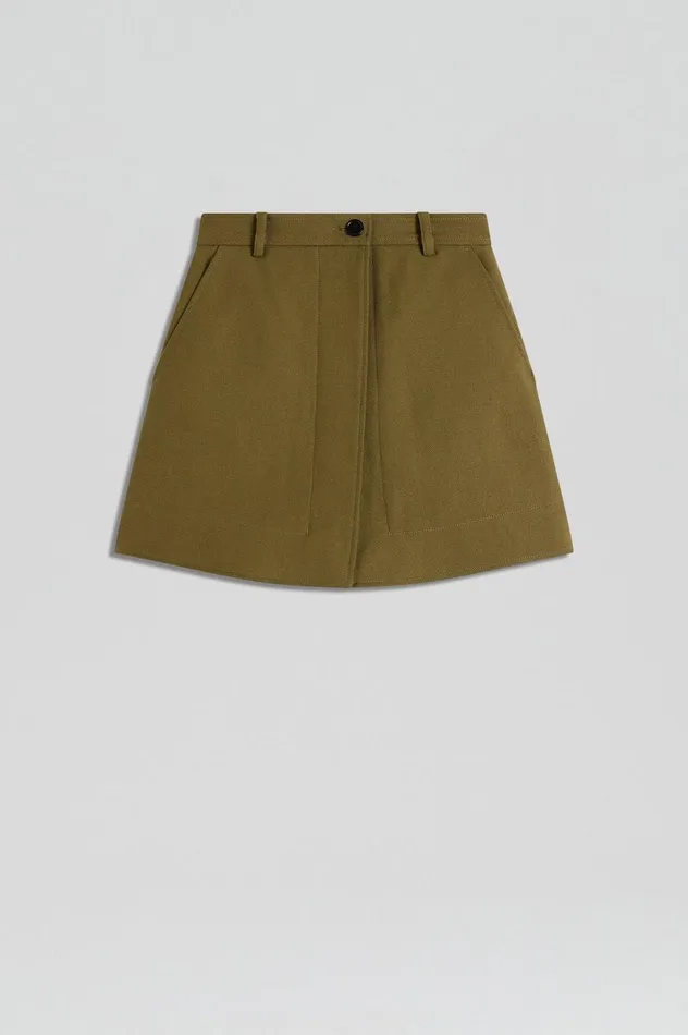 Skirts Women Scanlan Theodore MINI SKIRT Olive Skirts Women Scanlan Theodore MINI SKIRT Olive