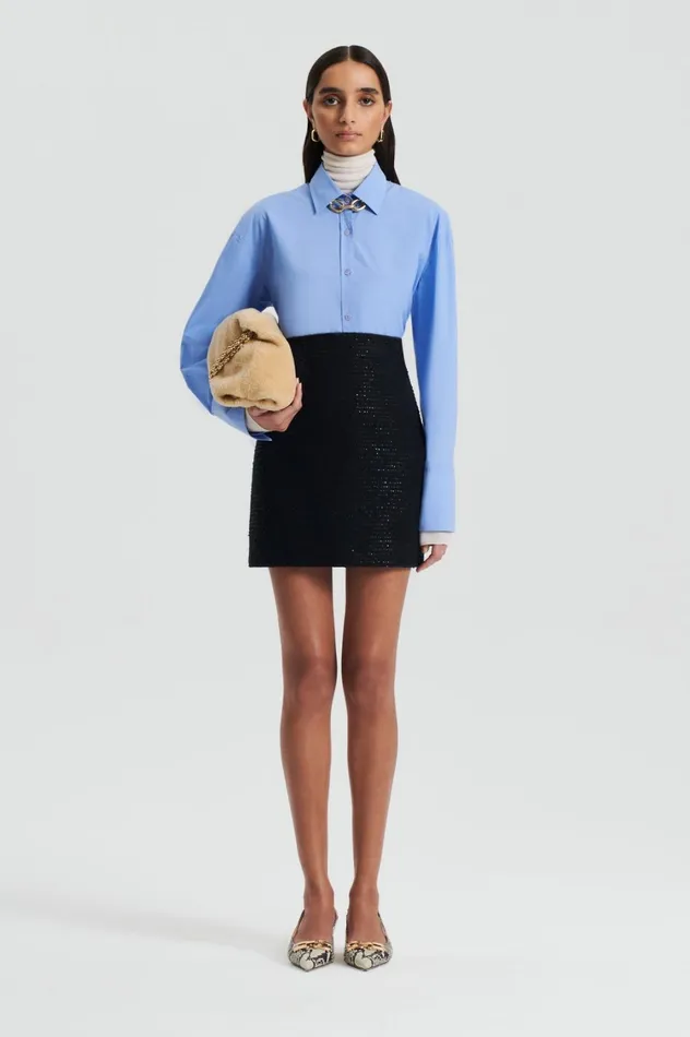 Skirts Women Scanlan Theodore TAILORED SEQUIN MINI SKIRT Black