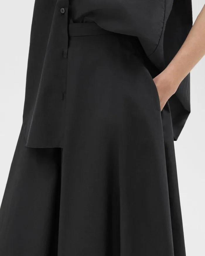 Skirts Women Theory Midi Circle Skirt In CottonBlend Black Skirts Women Theory Midi Circle Skirt In CottonBlend Black