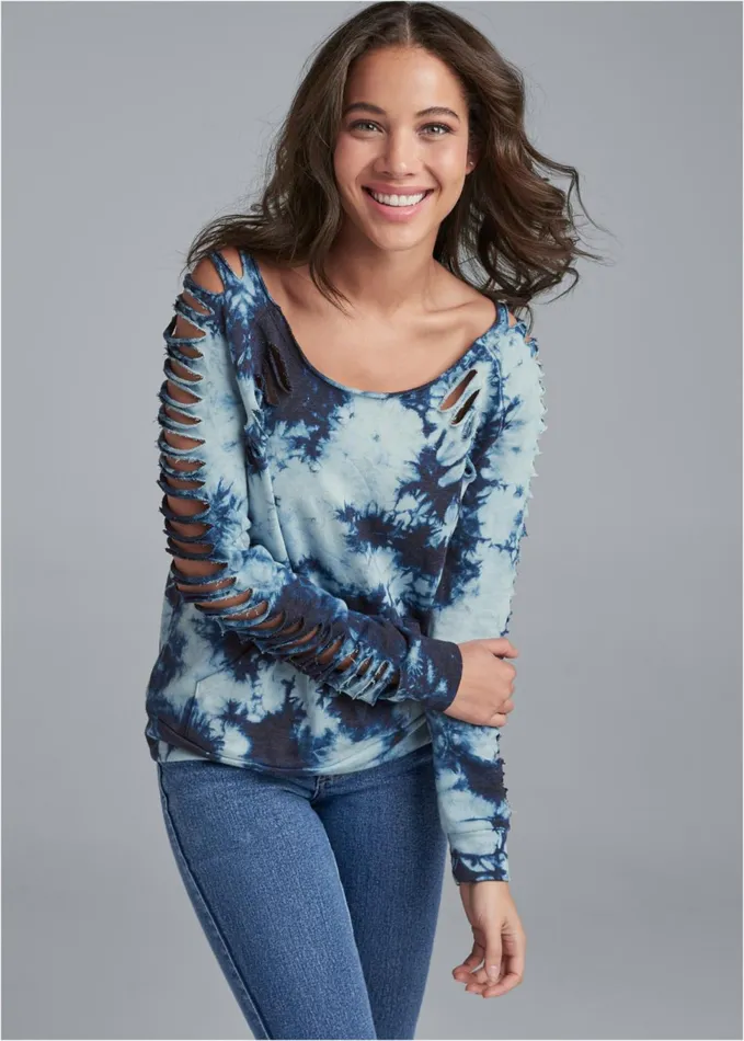 SLASH DETAIL SWEATSHIRT Navy Multi Women VENUS Sweatshirts and Hoodies
