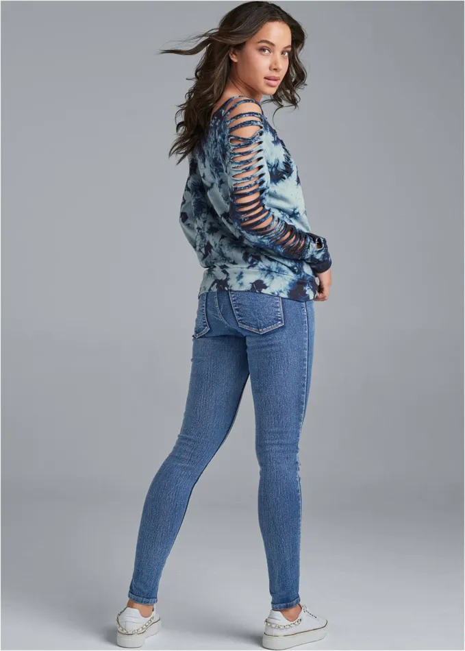 SLASH DETAIL SWEATSHIRT Navy Multi Women VENUS Sweatshirts and Hoodies