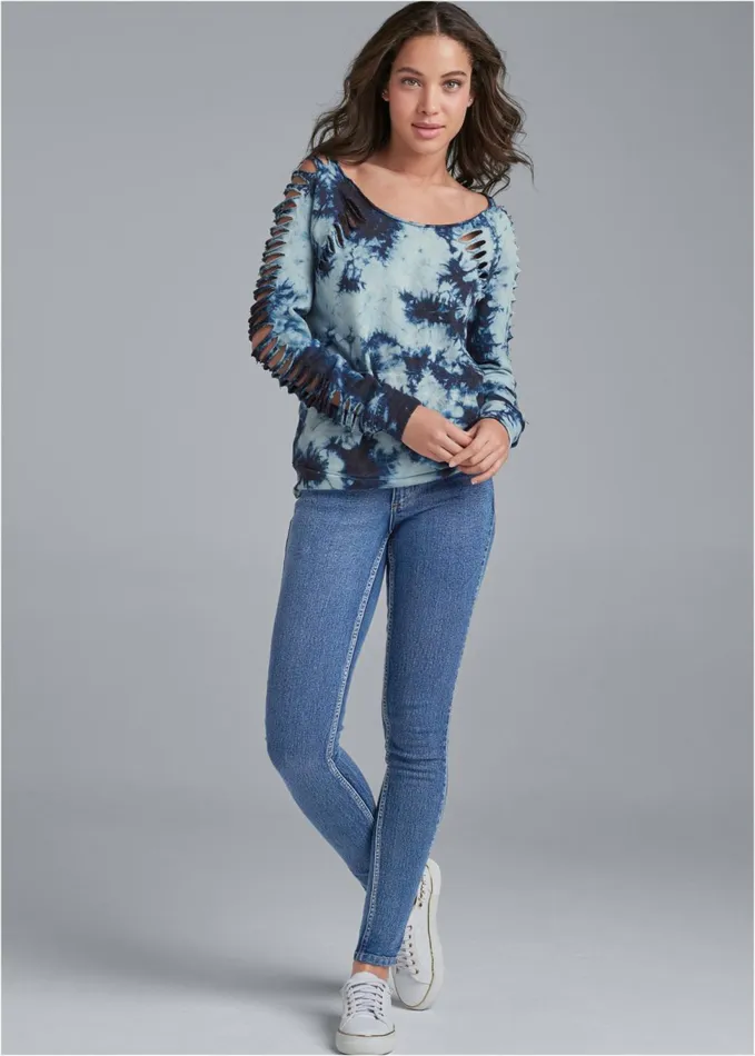 SLASH DETAIL SWEATSHIRT Navy Multi Women VENUS Sweatshirts and Hoodies