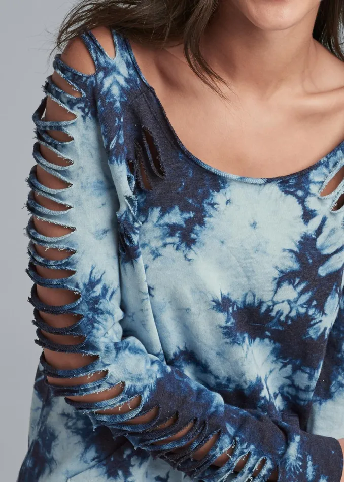 SLASH DETAIL SWEATSHIRT Navy Multi Women VENUS Sweatshirts and Hoodies