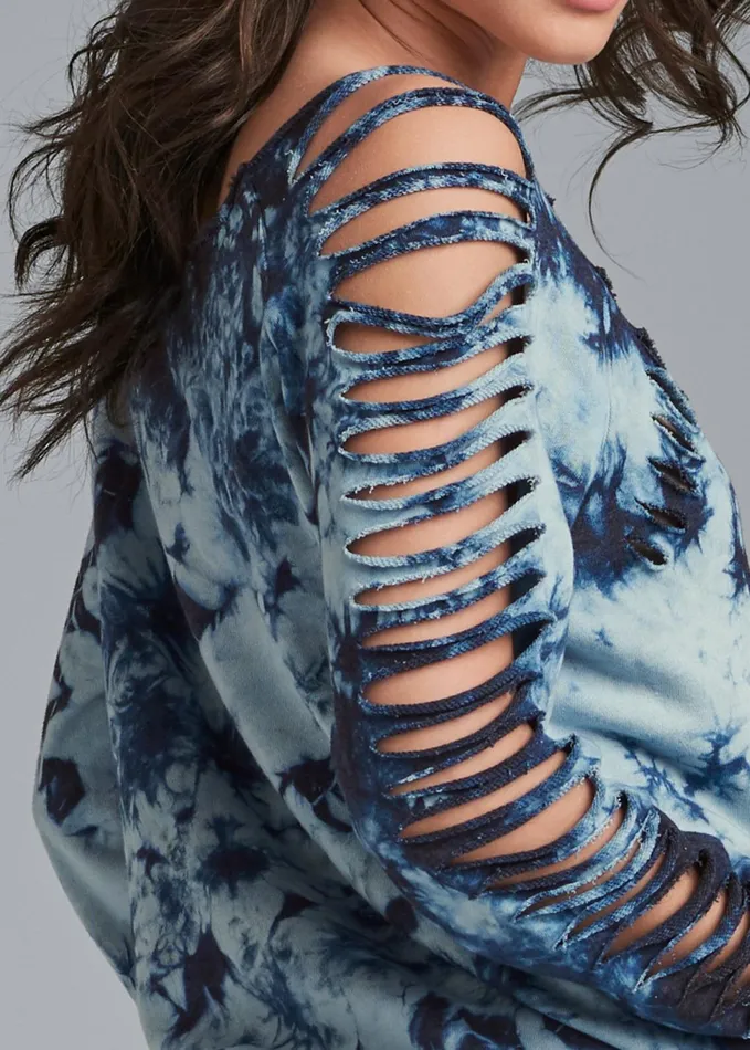 SLASH DETAIL SWEATSHIRT Navy Multi Women VENUS Sweatshirts and Hoodies