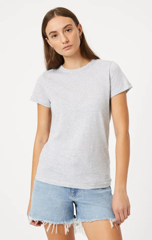 Slim Crew Neck TShirt In Snow Grey Melange Women Mavi Jeans Tops and TShirts