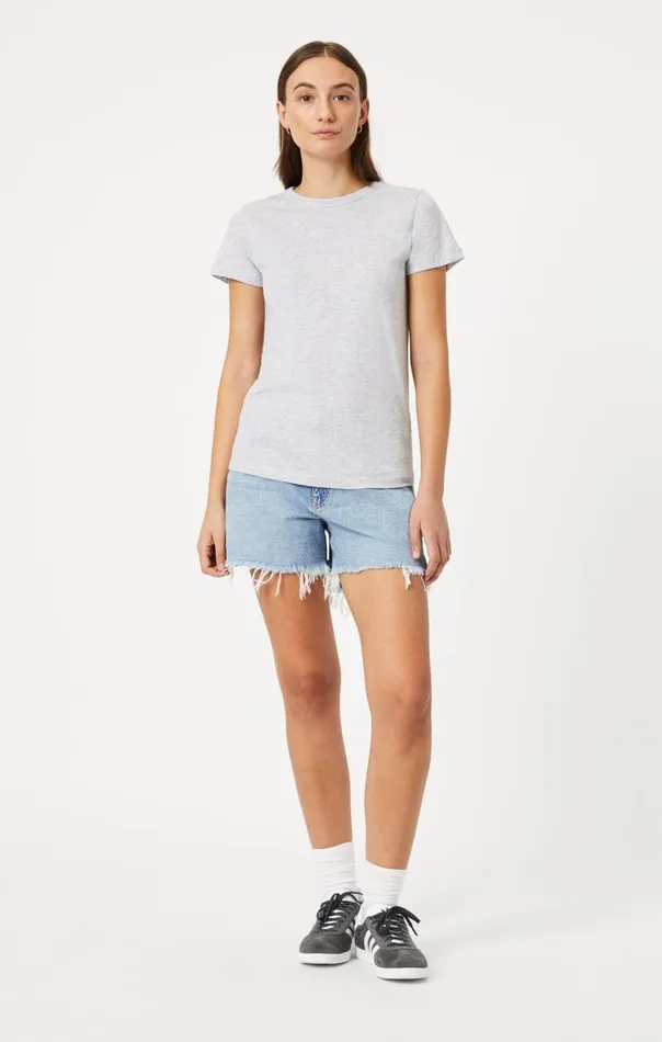 Slim Crew Neck TShirt In Snow Grey Melange Women Mavi Jeans Tops and TShirts Slim Crew Neck TShirt In Snow Grey Melange Women Mavi Jeans Tops and TShirts