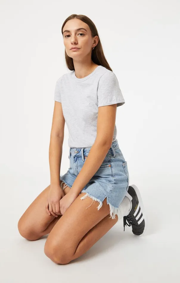 Slim Crew Neck TShirt In Snow Grey Melange Women Mavi Jeans Tops and TShirts Slim Crew Neck TShirt In Snow Grey Melange Women Mavi Jeans Tops and TShirts