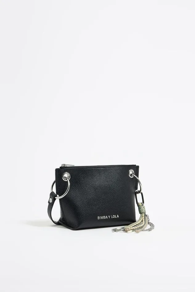 Small Black Leather Trapezium Bag Black Women Bimba Y Lola Crossbody Bags Small Black Leather Trapezium Bag Black Women Bimba Y Lola Crossbody Bags