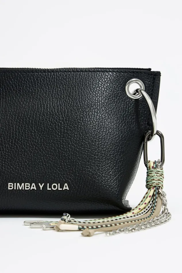 Small Black Leather Trapezium Bag Black Women Bimba Y Lola Crossbody Bags Small Black Leather Trapezium Bag Black Women Bimba Y Lola Crossbody Bags