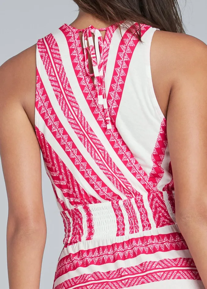 SMOCKED WAIST MAXI DRESS White and Red Women VENUS Maxi Dresses