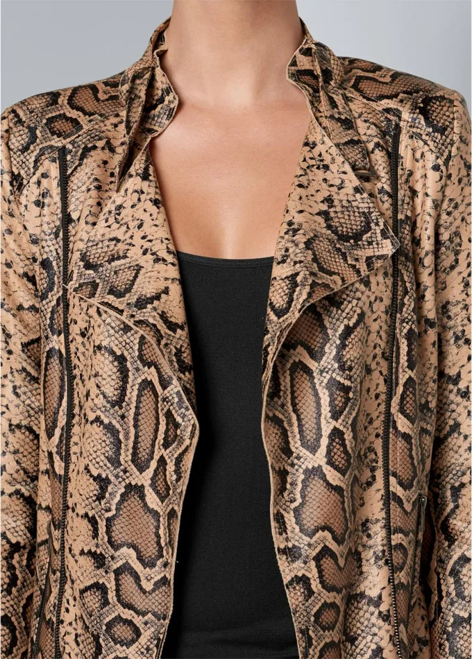 SNAKE PRINT JACKET Brown Multi Women VENUS Faux Leather