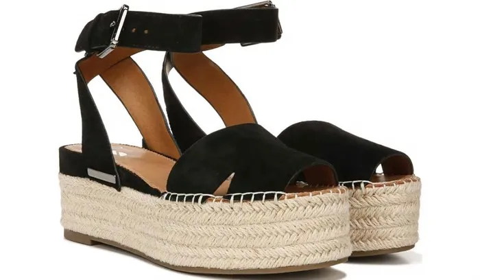 Spadrilles Women Franco Sarto Sarto Lexie Espadrille Platform Sandal Black Suede