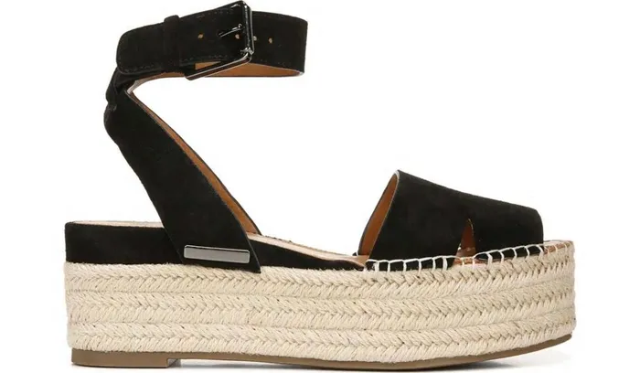 Spadrilles Women Franco Sarto Sarto Lexie Espadrille Platform Sandal Black Suede