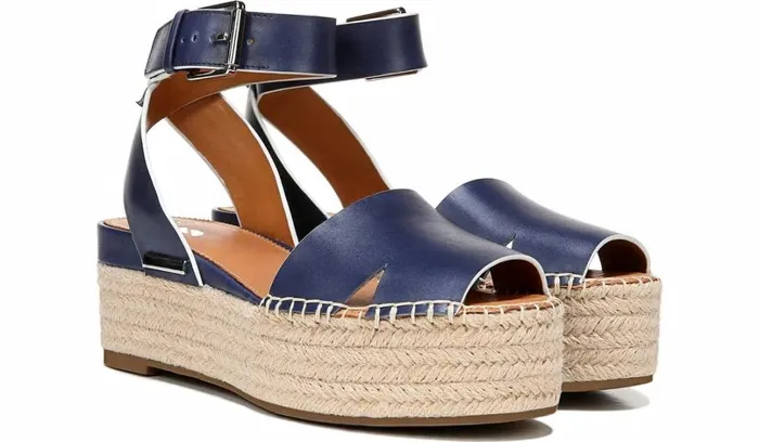 Spadrilles Women Franco Sarto Sarto Lexie Espadrille Platform Sandal Navy Leather