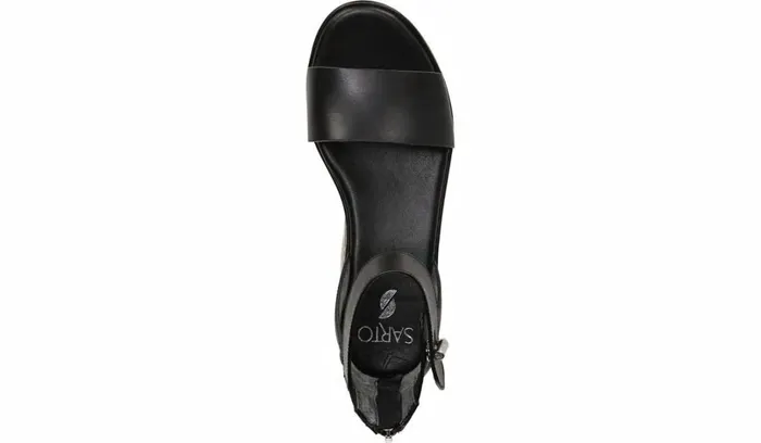 Spadrilles Women Franco Sarto Sarto Messina Espadrille Wedge Sandal Black Leather
