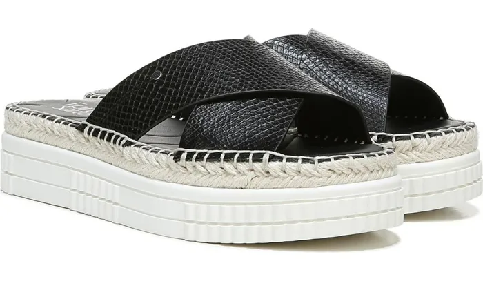 Sport Sandals Women Franco Sarto Franco Barb Platform Slide Sandal Black Faux Leather