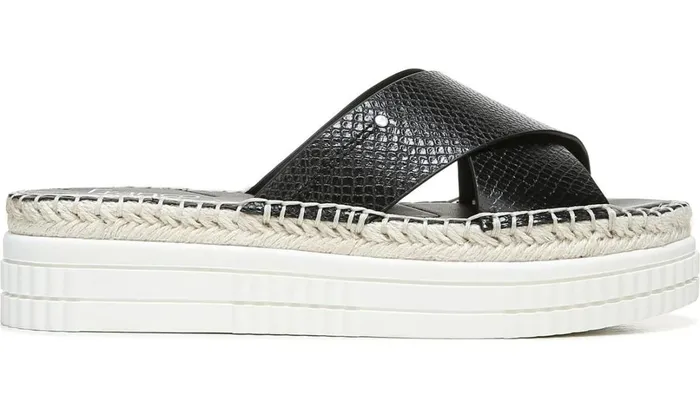 Sport Sandals Women Franco Sarto Franco Barb Platform Slide Sandal Black Faux Leather