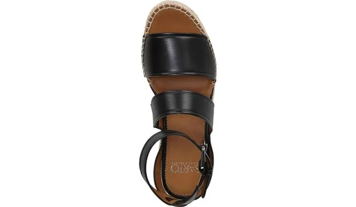 Sport Sandals Women Franco Sarto Sarto Calvin Wedge Sandal Black Leather