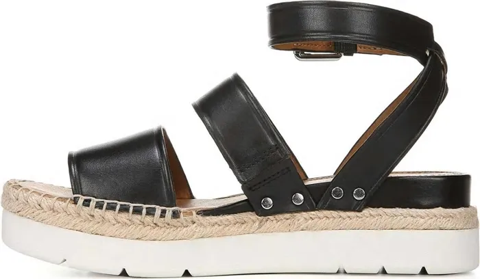 Sport Sandals Women Franco Sarto Sarto Calvin Wedge Sandal Black Leather