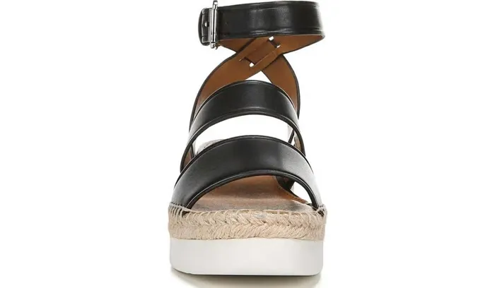 Sport Sandals Women Franco Sarto Sarto Calvin Wedge Sandal Black Leather