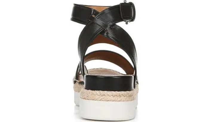 Sport Sandals Women Franco Sarto Sarto Calvin Wedge Sandal Black Leather