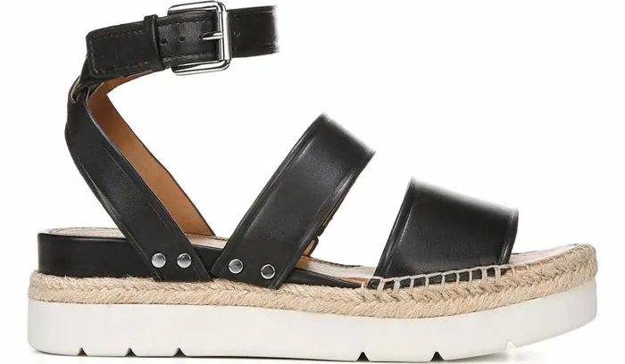 Sport Sandals Women Franco Sarto Sarto Calvin Wedge Sandal Black Leather