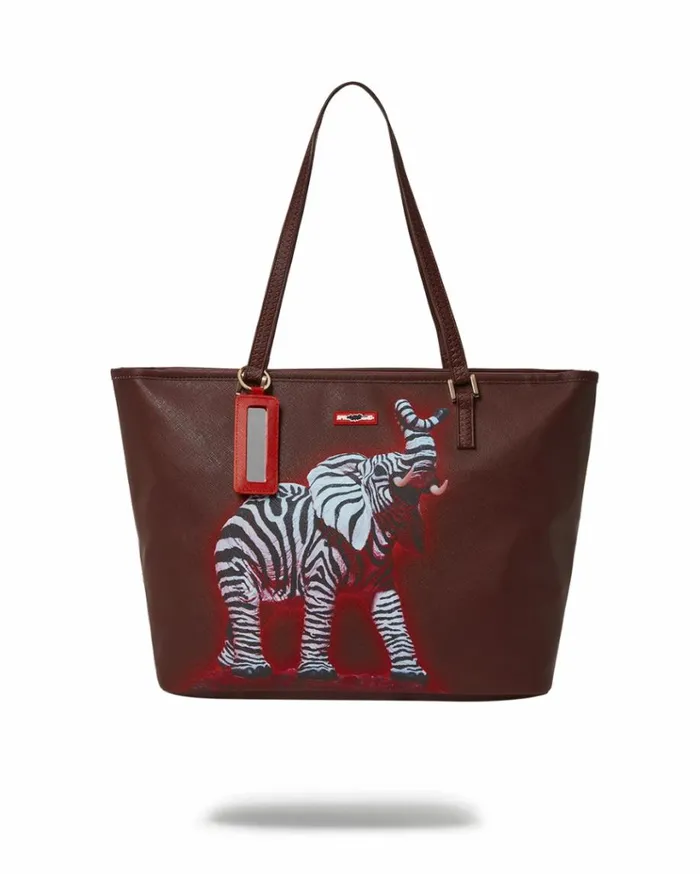SPRAYGROUND ZEBRA ELEPHANT RON ENGLISH COLLAB TOTE Bags
