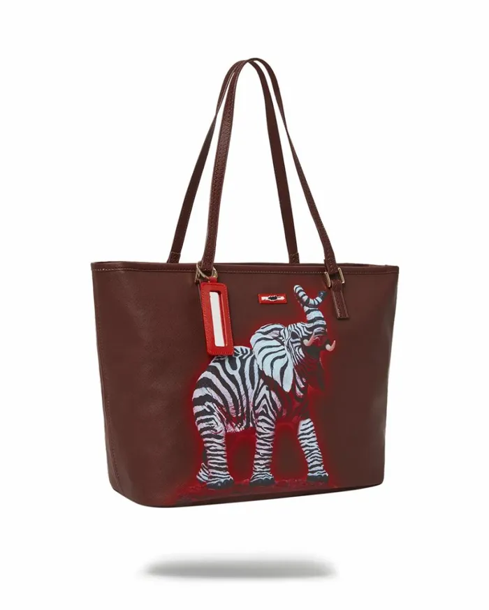 SPRAYGROUND ZEBRA ELEPHANT RON ENGLISH COLLAB TOTE Bags