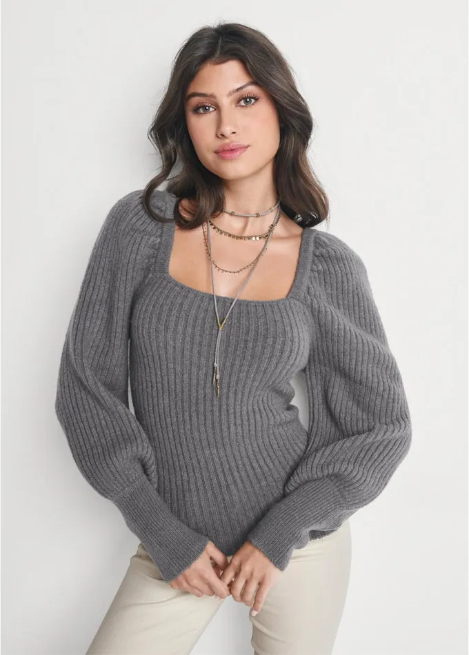 SQUARE NECK SWEATER Dark Grey Women VENUS Pullover
