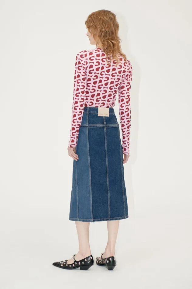 Stine Goya Denim Denim Midi Skirt 8211 Two Tone Denim 8211 Women