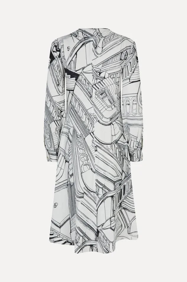 Stine Goya Dresses Shoulder Pleated Long Dress 8211 Fineline Staircase 8211 Women