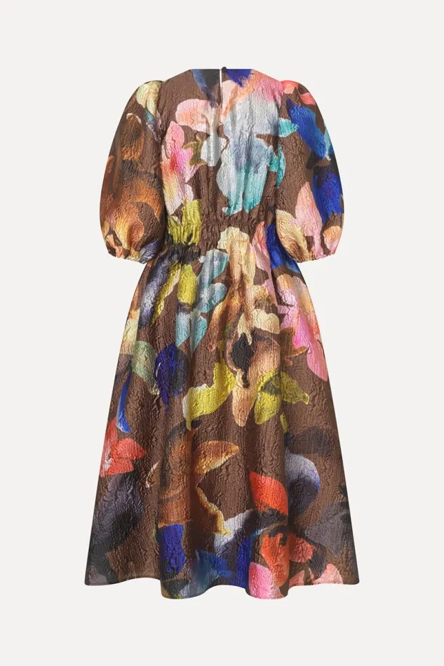 Stine Goya Exclusives Gathered Waist Channel Midi Dress 8211 Aquarelle Garden 8211 Women