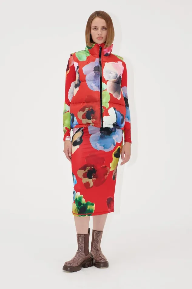 Stine Goya Exclusives Puffer Vest 8211 Bloom In Red 8211 Women