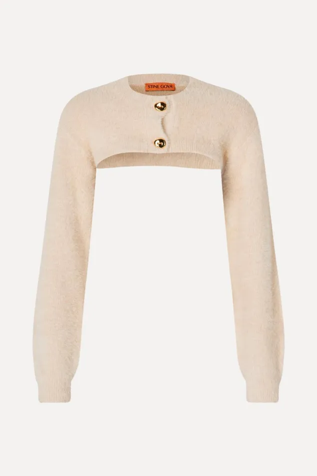 Stine Goya Knitwear Long Sleeve Bolero Sweater 8211 Cream 8211 Women
