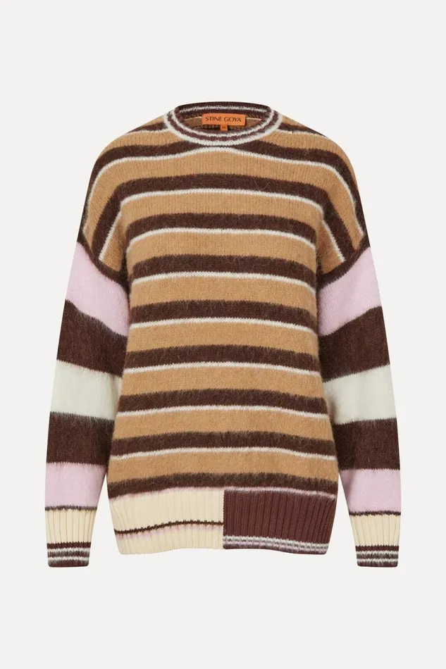 Stine Goya Knitwear Long Sleeve Crew Neckline Jumper 8211 Multi Stripes 8211 Women Stine Goya Knitwear Long Sleeve Crew Neckline Jumper 8211 Multi Stripes 8211 Women