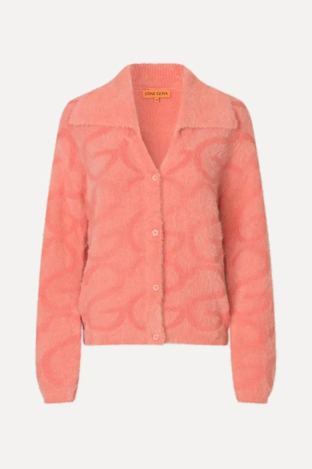 Stine Goya Knitwear Long Sleeve Cropped Cardigan 8211 SG Monogram Pink 8211 Women Stine Goya Knitwear Long Sleeve Cropped Cardigan 8211 SG Monogram Pink 8211 Women