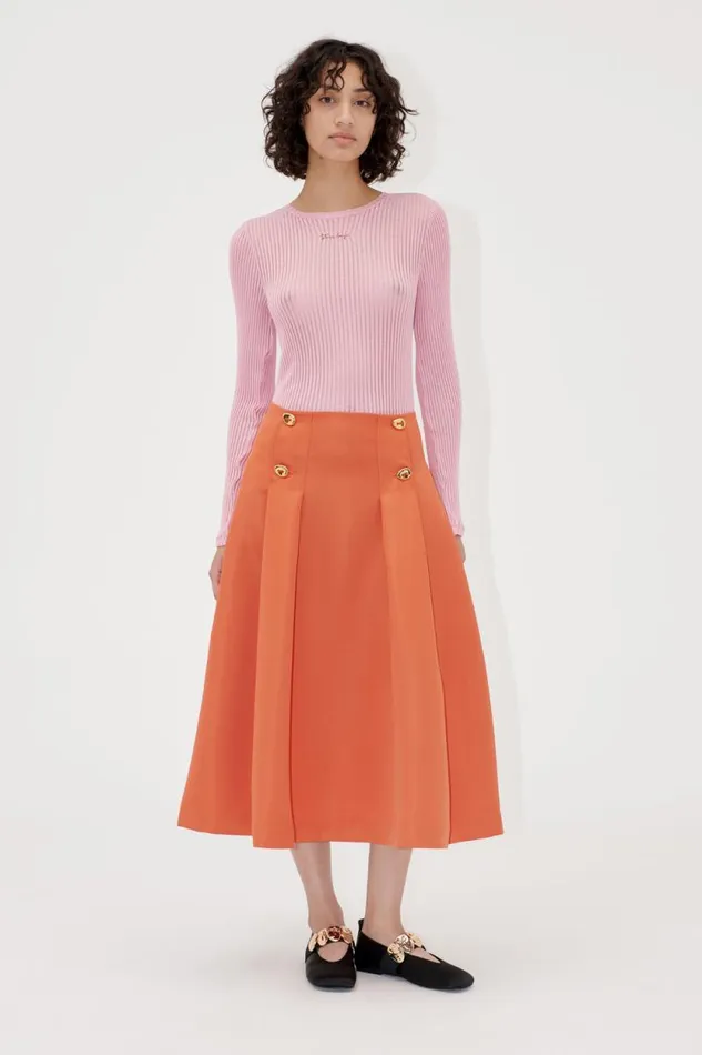 Stine Goya Skirts and Shorts High Volume Midi Skirt 8211 Mecca Orange 8211 Women Stine Goya Skirts and Shorts High Volume Midi Skirt 8211 Mecca Orange 8211 Women