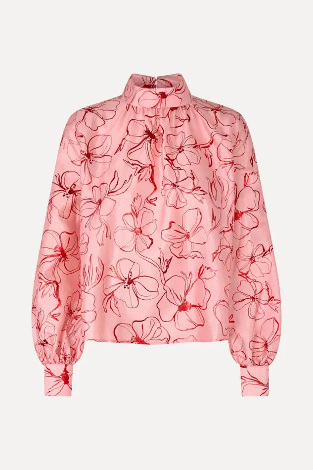 Stine Goya Tops and Shirts Gathered Long Sleeve Top 8211 Foil Foliage 8211 Women