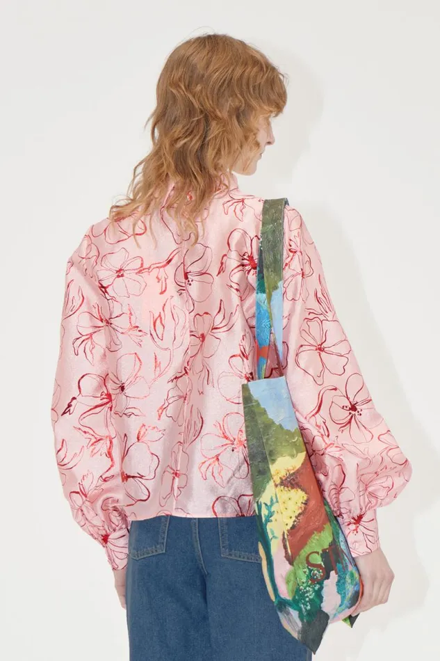 Stine Goya Tops and Shirts Gathered Long Sleeve Top 8211 Foil Foliage 8211 Women