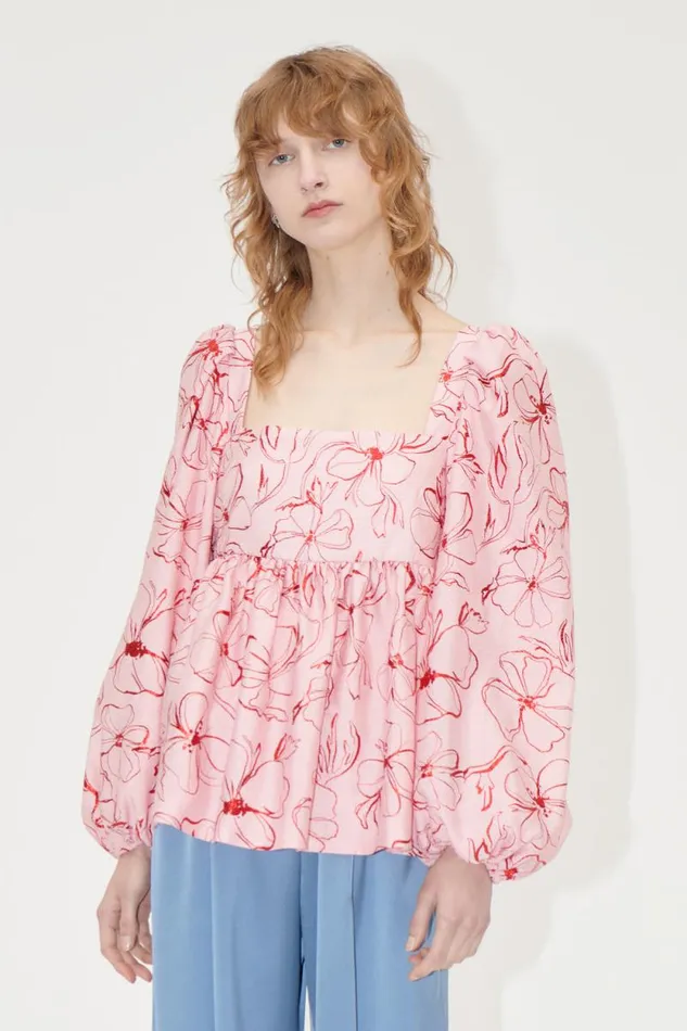 Stine Goya Tops and Shirts Square Neck Long Sleeve Top 8211 Foil Foliage 8211 Women Stine Goya Tops and Shirts Square Neck Long Sleeve Top 8211 Foil Foliage 8211 Women