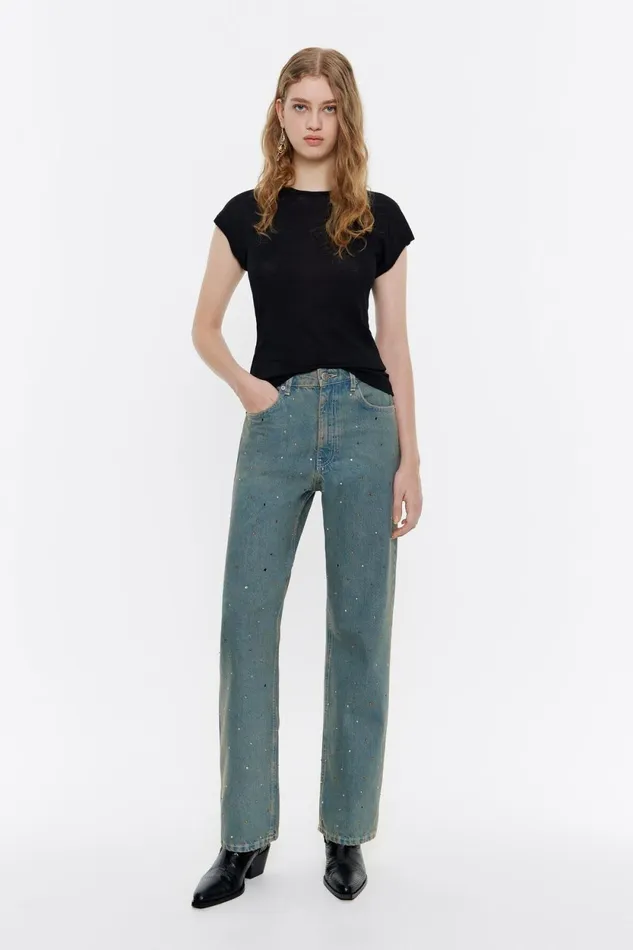 STRAIGHT CROPPED 8211 Blue Stones Jeans Light Denim Blue Women Bimba Y Lola Denim