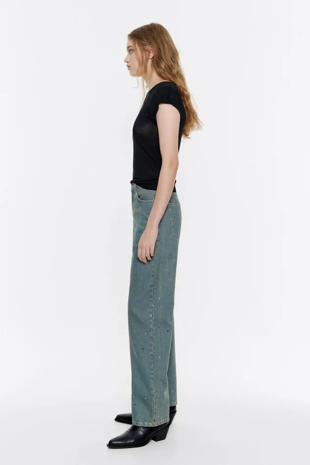 STRAIGHT CROPPED 8211 Blue Stones Jeans Light Denim Blue Women Bimba Y Lola Denim