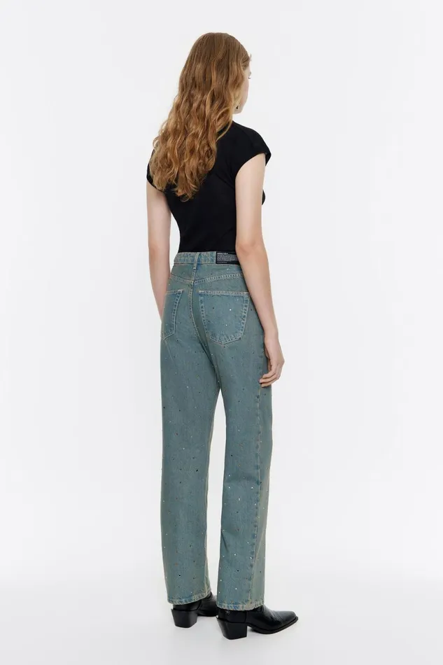 STRAIGHT CROPPED 8211 Blue Stones Jeans Light Denim Blue Women Bimba Y Lola Denim