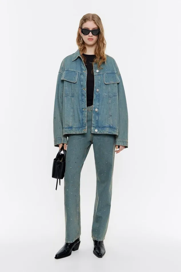 STRAIGHT CROPPED 8211 Blue Stones Jeans Light Denim Blue Women Bimba Y Lola Denim