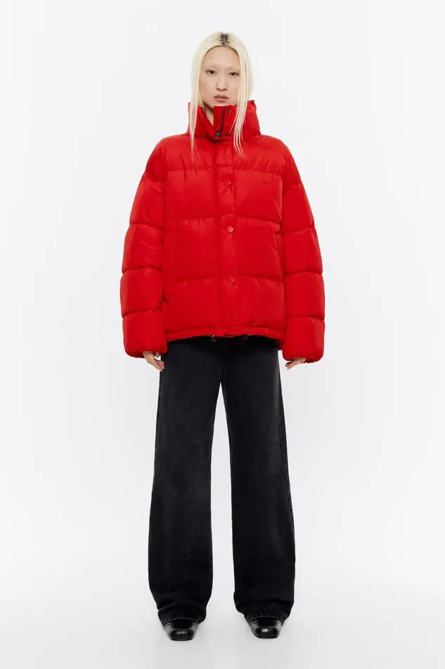 Straight Cut Red Puffer Red Women Bimba Y Lola Puffer Jackets