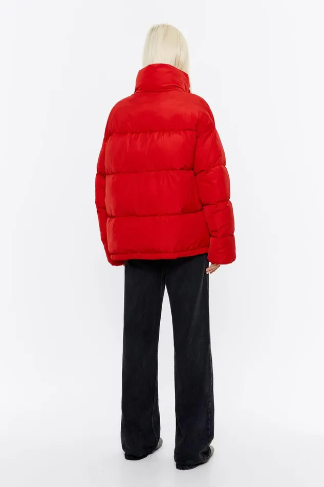 Straight Cut Red Puffer Red Women Bimba Y Lola Puffer Jackets Straight Cut Red Puffer Red Women Bimba Y Lola Puffer Jackets