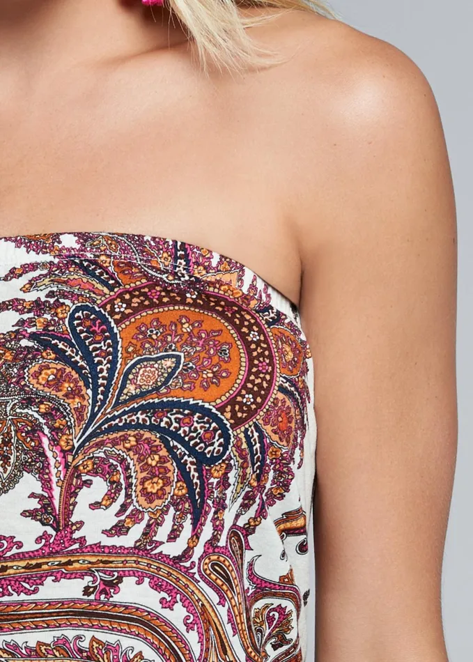STRAPLESS PAISLEY ROMPER White Multi Women VENUS Rompers