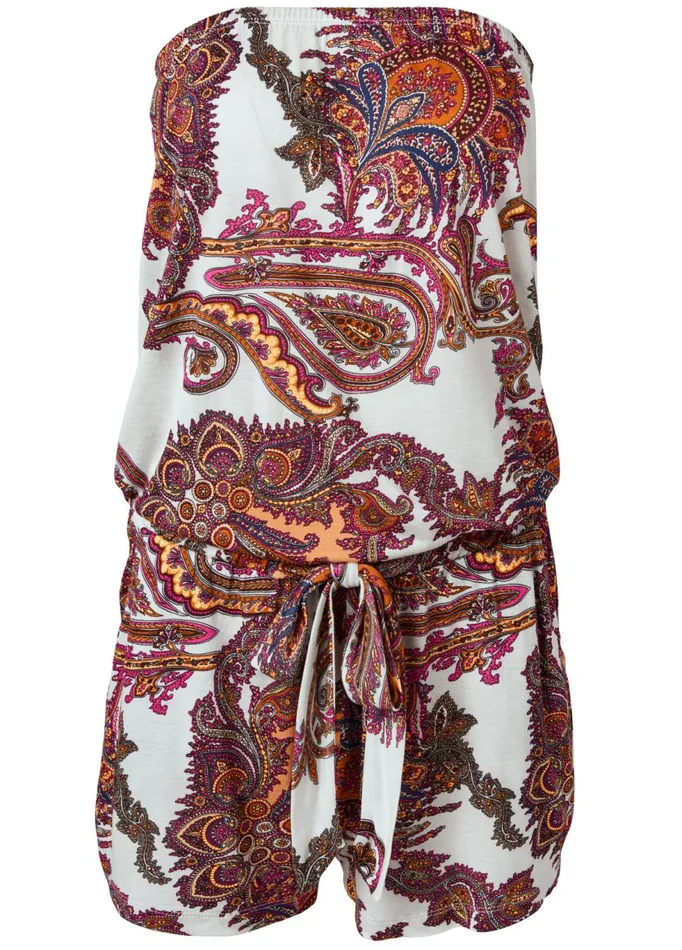 STRAPLESS PAISLEY ROMPER White Multi Women VENUS Rompers
