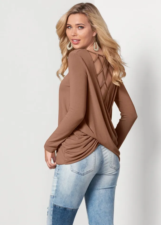 STRAPPY BACK TOP Brown Women VENUS Casual Tops