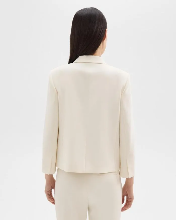 Suits Women Theory Boxy Patch Pocket Blazer In Admiral Crepe Rice